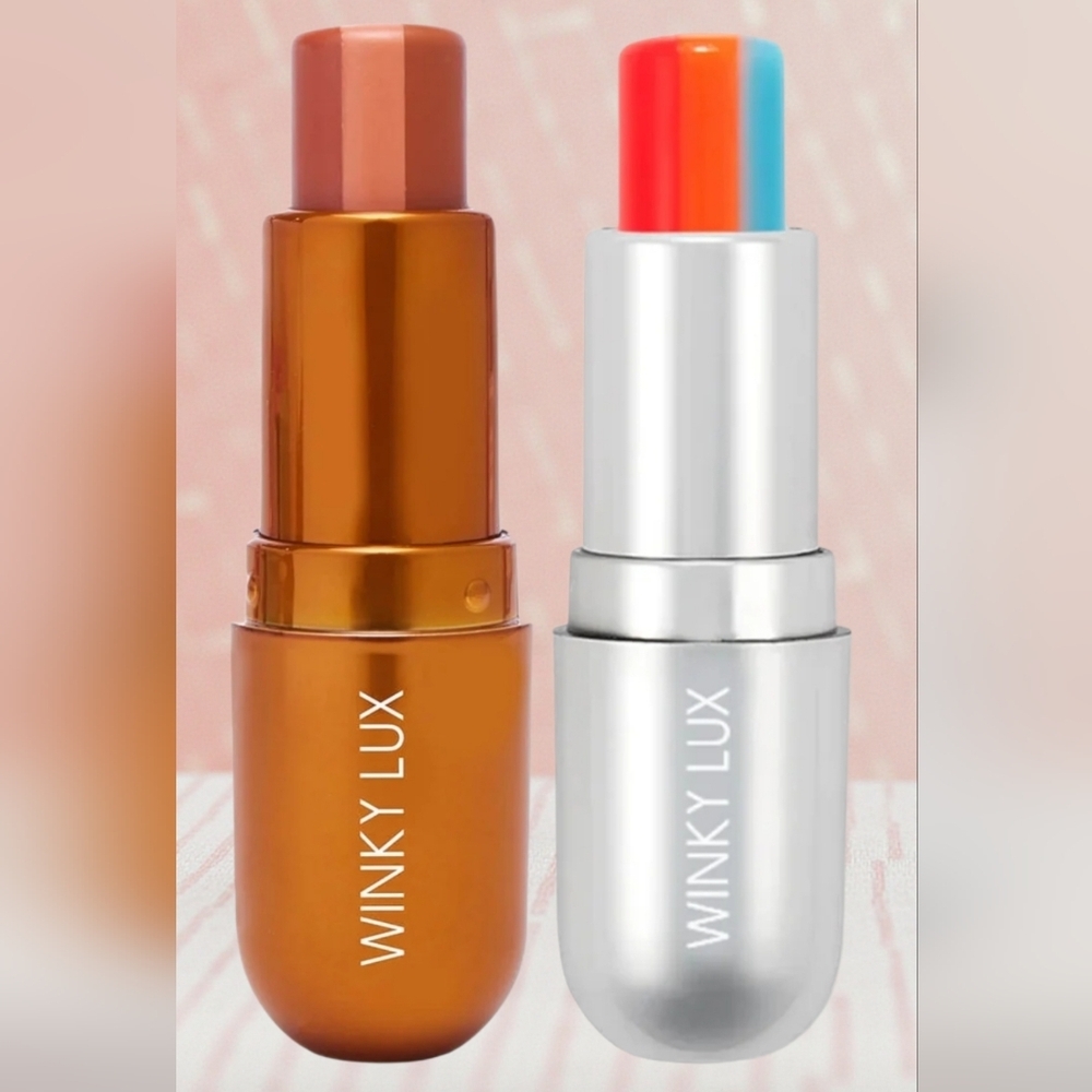 Winky Lux Two Lipsticks Pumpkin Spice Rainbow Cat Keychain (BEA2)